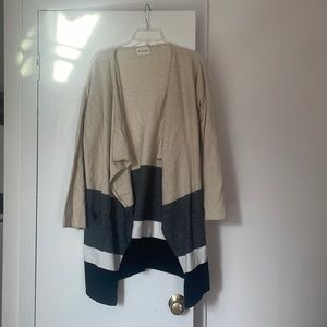 Olive & Oak Tan and Grey Cardigan Sweater - Size S